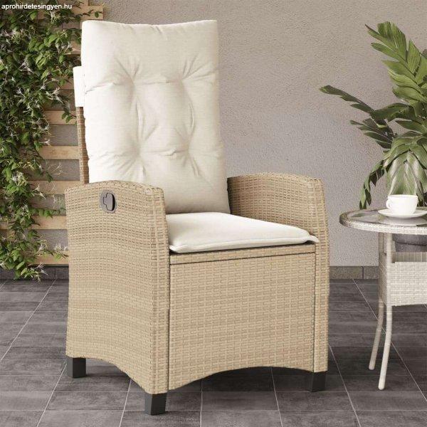 vidaXL bézs polyrattan dönthető kerti szék párnákkal