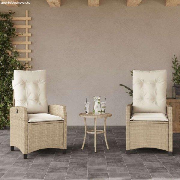 vidaXL 2 db bézs polyrattan dönthető kerti szék párnákkal