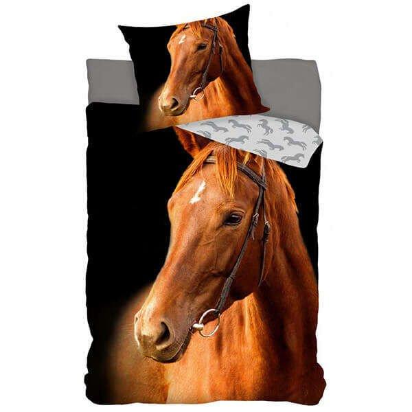 Lovas ágyneműhuzat garnitúra - 2 részes - barna lovas