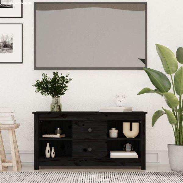 fekete tömör fenyőfa TV-szekrény 103 x 36,5 x 52 cm
