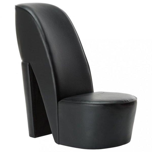 fekete magas sarkú cipő formájú műbőr szék