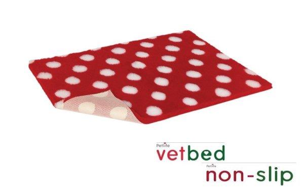 Vetbed® Non-Slip kutyafekhely 100 x 150 cm red with white polka dot