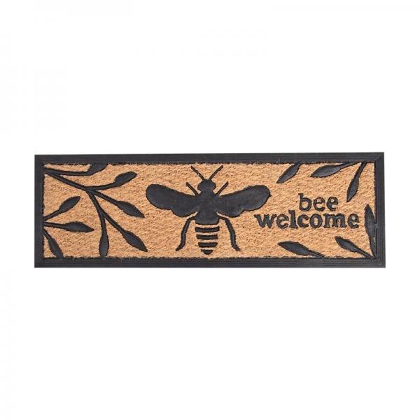Méhecske mintás gumi és kókuszrost lábtörlő, 75 x 25 cm BEE006
