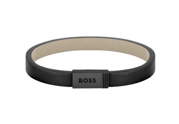 Hugo Boss Modern fekete bőr karkötő Jace 1580337M 17,5 cm