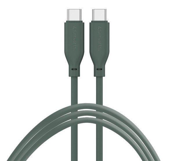 4smartsUSB Type-C - USB Type-C Szilikon kábel, 60W 1.5m, sötétzöld