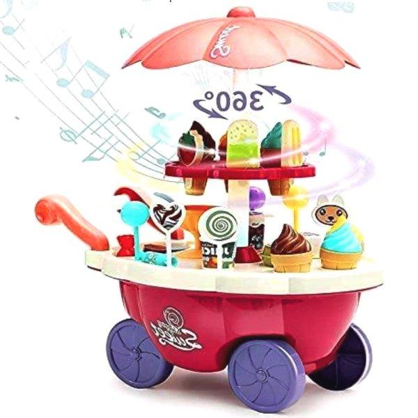 Játék fagylat és édesség árusító
gurulós stand rengeteg kiegészítővel  (BB-22733)