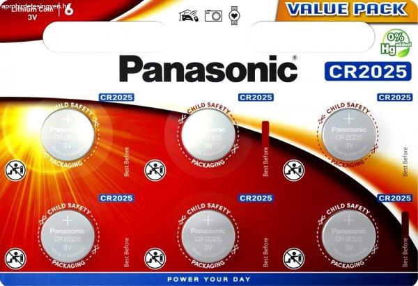 Panasonic CR2025L/6BP lítium gombelem (6 db / bliszter)