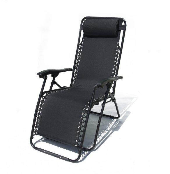 2320 OXFORD fém összecsukható kerti/kemping/napozó szék - fekete