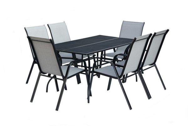 ZWMT-83 SET fém kerti asztal, fekete, 6 db székkel