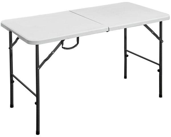 összecsukható, hordozható műanyag asztal, 120 cm - fehér