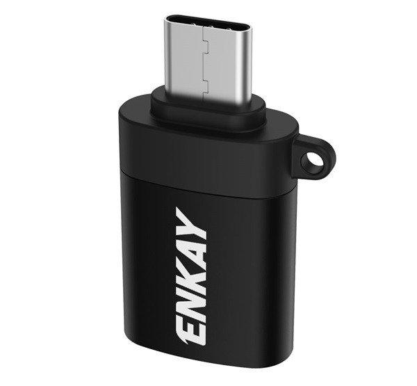 ENKAY adapter (USB aljzat - Type-C, OTG, adatátvitel) FEKETE