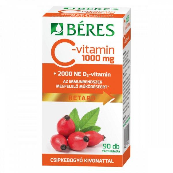 Béres C vitamin 1000mg csipkebogyó D3 vitamin 2000NE 90x