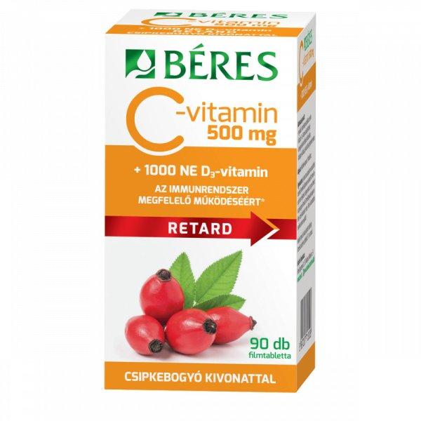 Béres C vitamin 500mg csipkebogyó D3 vitamin 1000NE 90X