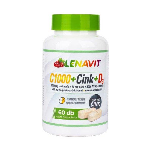 LenaVit C1000 + szerves cink + D3 2000 NE + 60 mg csipkebogyó filmtabletta 60x