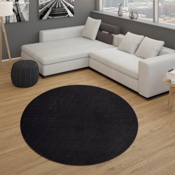 Egyszínű modern szőnyeg - fekete 120 cm kör alakú