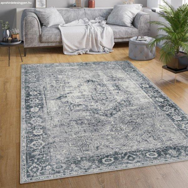 Klasszikus szőnyeg nappaliba bordűrös - antracit marokkói mintás 160x220 cm