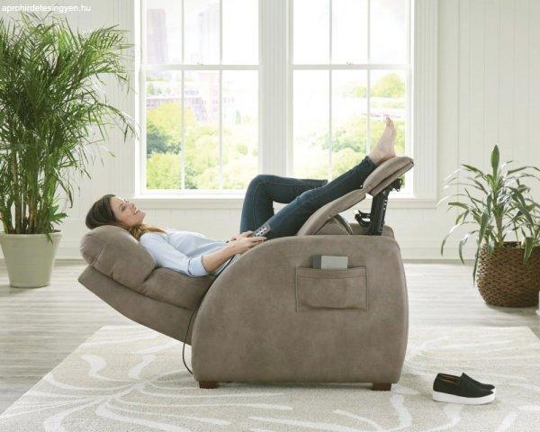 Zero gravity két motoros pihenő fotel őzbarna textilbőr kárpittal - Relaxer