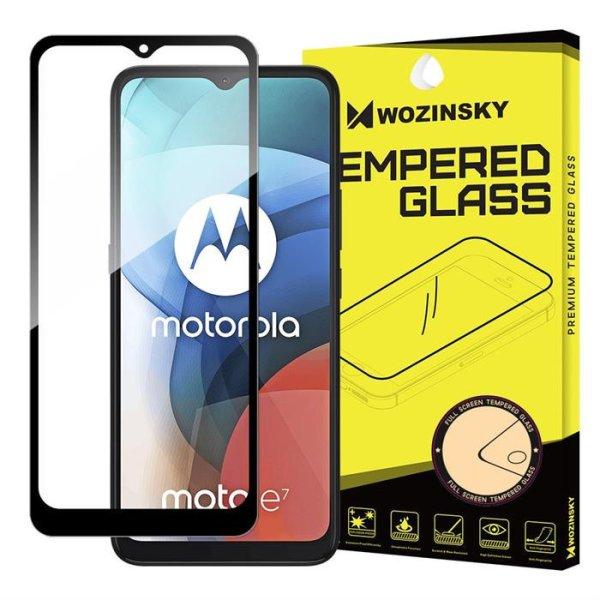 Wozinsky edzett üveg tempered glass Teljes Glue Super Tough képernyővédő
fólia teljes képernyős kerettel tokbarát Motorola Moto E7 fekete üvegfólia