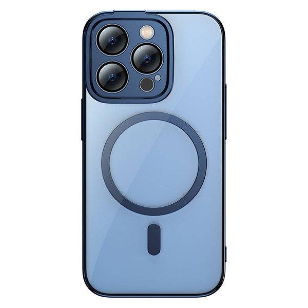 Baseus Glitter iPhone 14 Pro Max Átlátszó mágneses telefontok és
üvegfólia (kék)