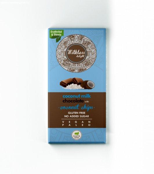 Health market milkless delight kókusztejes csokoládé kókuszchipsszel
édesítőszerrel 80 g