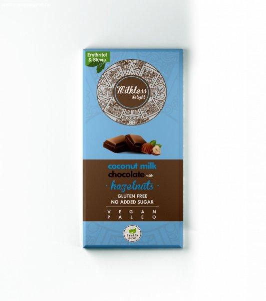 Health market milkless delight kókusztejes csokoládé egész mogyoróval
édesítőszerekkel 80 g