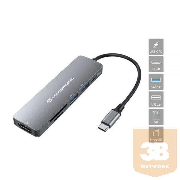 Conceptronic Notebook Dokkoló - DONN11G (Bemenet: USB-C, Kimenet: HDMI+USB-C
PD:60W+USB-A 3.0+2.0, ezüst)