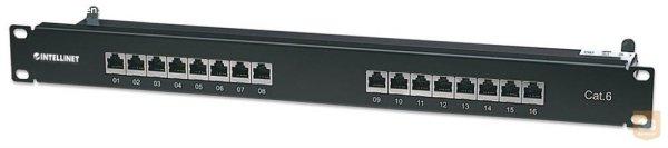 Intellinet Patch panel FTP kat6 16-portos RJ45 19'' 1U, polc, fekete