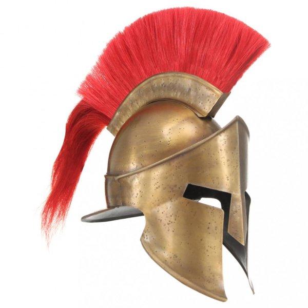 Sárgaréz színű antik görög harcos acélsisak LARP másolat