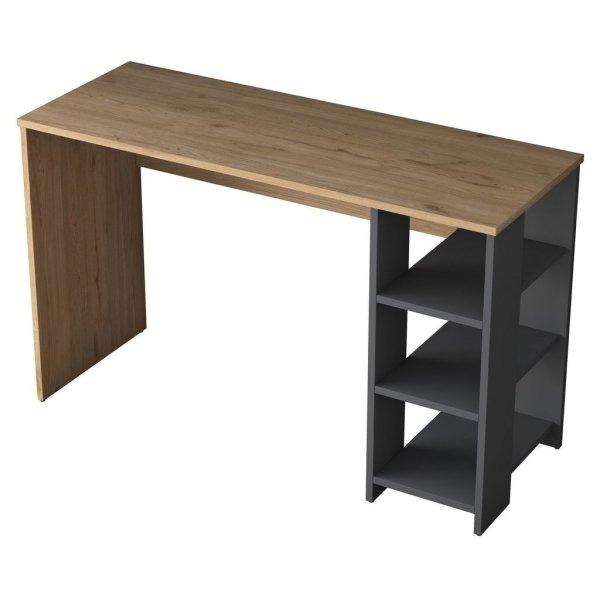 Íróasztal, polcos, tölgy színű-antracit - ALPINE - Butopêa