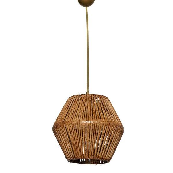 Mennyezeti lámpa, fém és bambusz utánzatú búrával - NID - Butopêa