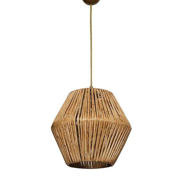 Mennyezeti lámpa, fém és bambusz utánzatú búrával - NID - Butopêa