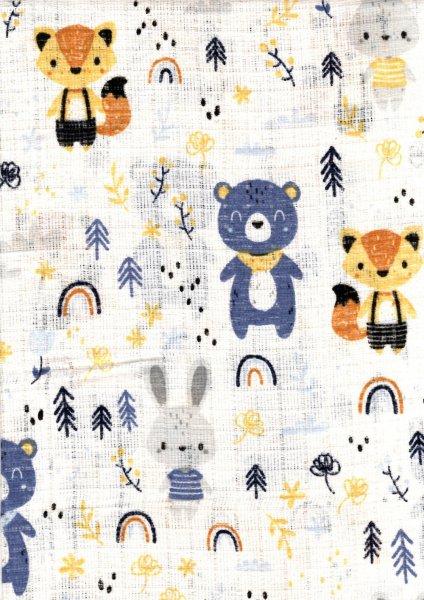 Mintás textil pelenka 1db-os - Maci, róka, nyuszi 