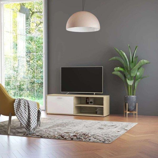 vidaXL fehér-sonoma színű forgácslap TV-szekrény 120 x 34 x 37 cm