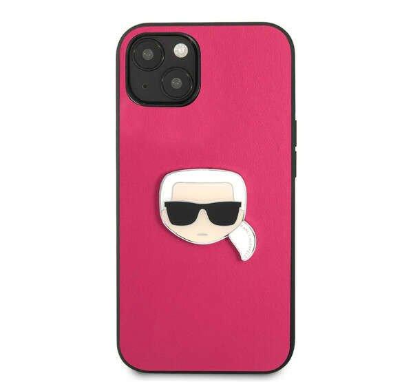 Karl Lagerfeld Head bőr hátlap tok iPhone 13 mini, rózsaszín