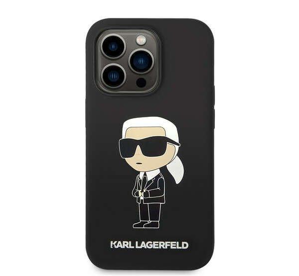 Karl Lagerfeld Liquid Ikonik NFT szilikon hátlap tok iPhone 14 Pro, fekete