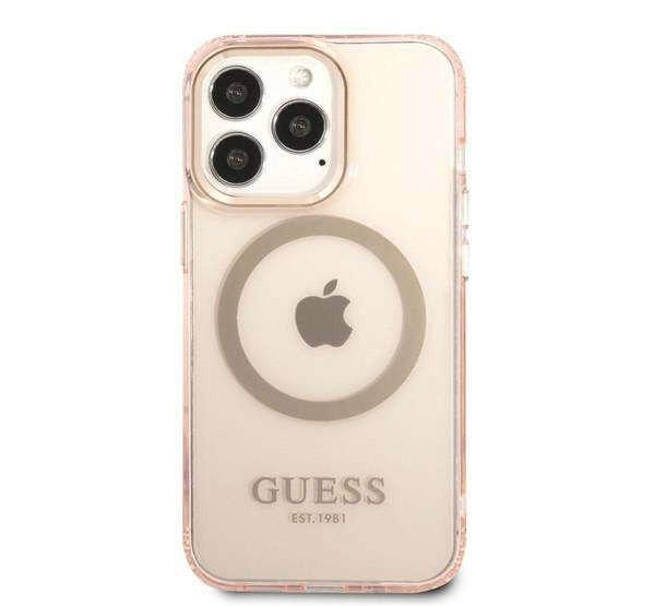 Guess Translucent MagSafe iPhone 13 Pro hátlap tok, rózsaszín