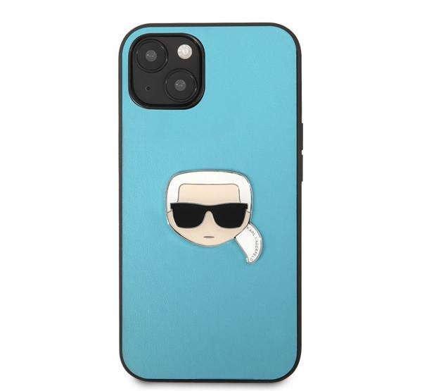Karl Lagerfeld Head bőr hátlap tok iPhone 13 mini, kék