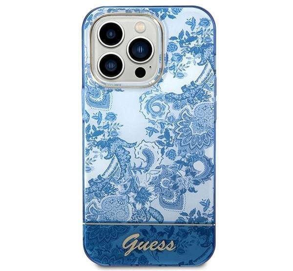 Guess Porcelain Collection iPhone 14 Pro Max hátlap tok, kék