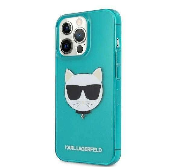 Karl Lagerfeld Choupette Head szilikon hátlap tok iPhone 13 Pro, kék