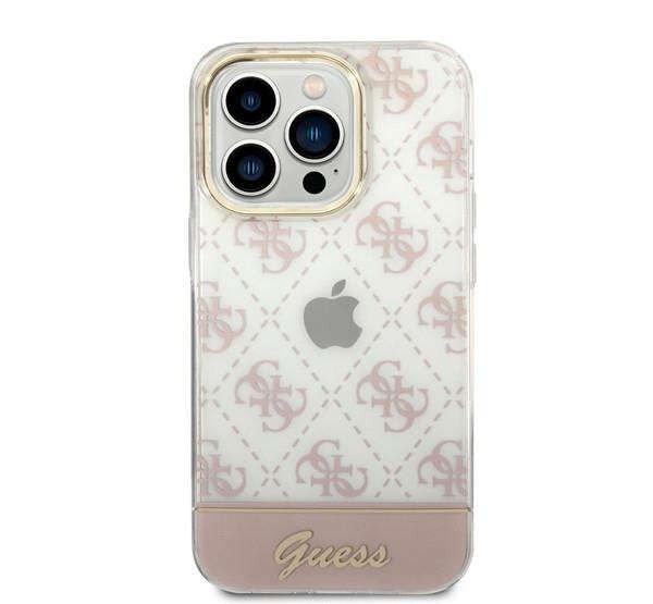 Guess Peony Glitter Script Logo iPhone 14 Pro Max hátlap tok, rózsaszín