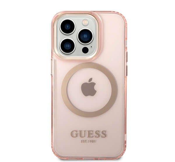 Guess Translucent MagSafe iPhone 14 Pro Max hátlap tok, rózsaszín