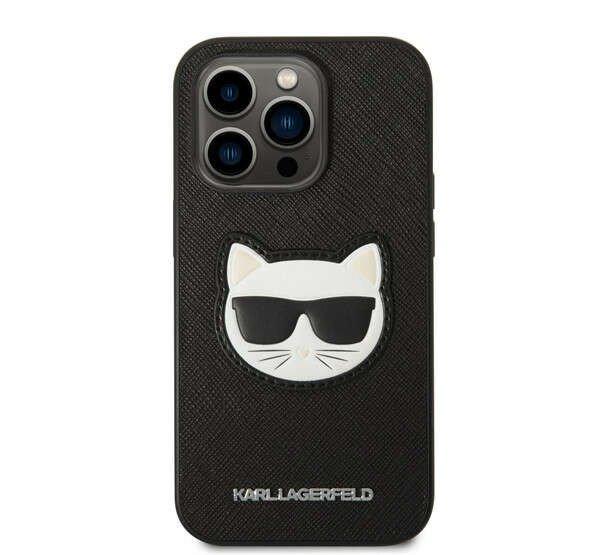 Karl Lagerfeld Choupette Head Saffiano bőr hátlap tok iPhone 14 Pro Max,
fekete
