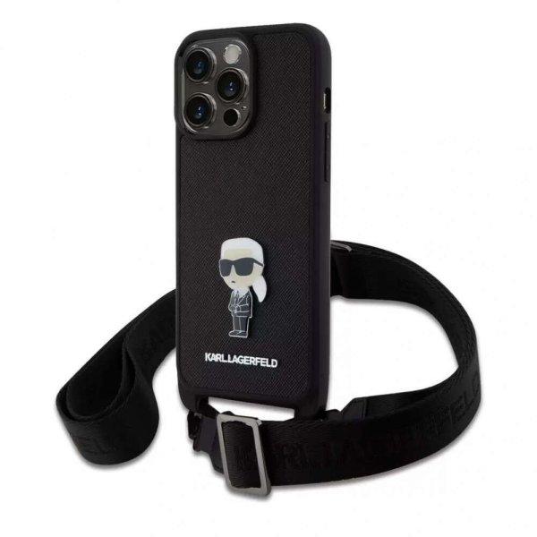 Karl Lagerfeld tok + crossbody strap fekete KLHCP15XSASKNPBK Iphone 15 Pro Max
készülékhez