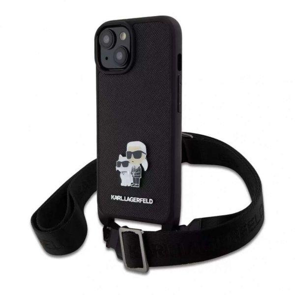 Karl Lagerfeld tok + crossbody strap fekete KLHCP15MSAKCPBK Iphone 15 Plus
készülékhez