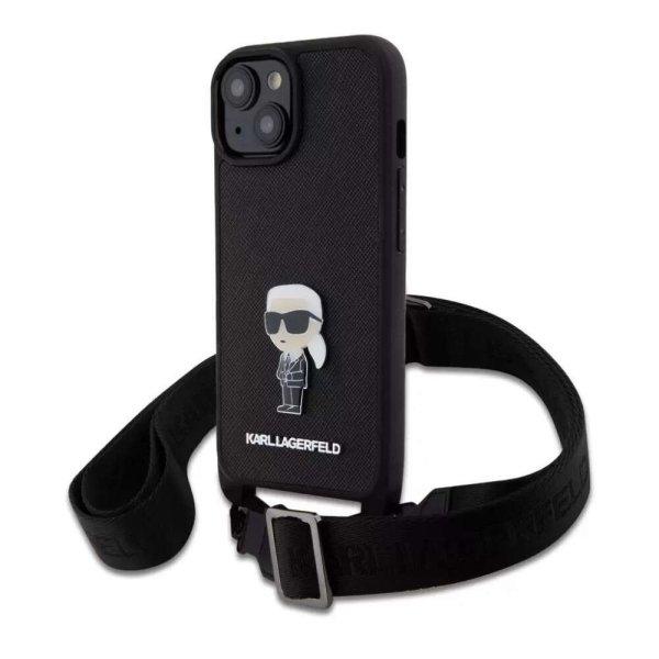 Karl Lagerfeld tok + crossbody strap fekete KLHCP15MSASKNPBK Iphone 15 Plus
készülékhez
