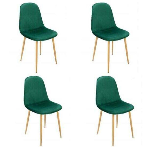 4 konyhai/nappali székből álló készlet, Jumi, Vigo, bársony, fém, zöld
és természetes, 44x52x85 cm