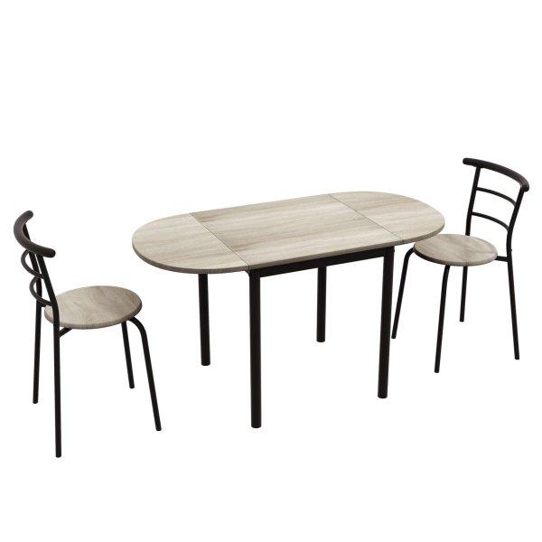 Asztalgarnitúra székekkel, Homcom, fa/acél, fekete