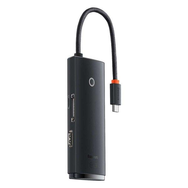 Baseus Lite sorozat multifunkciós HUB USB Type-C - 2 x USB 3.0 / USB Type-C /
HDMI 1,4 / SD / TF fekete (WKQX050001)