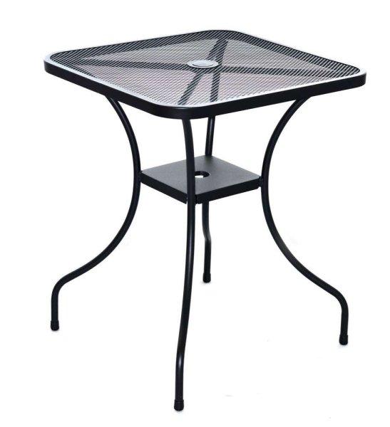 ROJAPLAST ZWMT-60 fém kerti asztal napernyőlyukkal, 60 x 60 x 72 cm - fekete