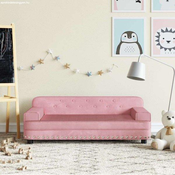 vidaXL rózsaszín bársony gyerek kanapé 90 x 53 x 30 cm